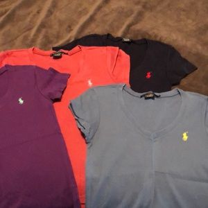 Four Ralph Lauren Sport tees.